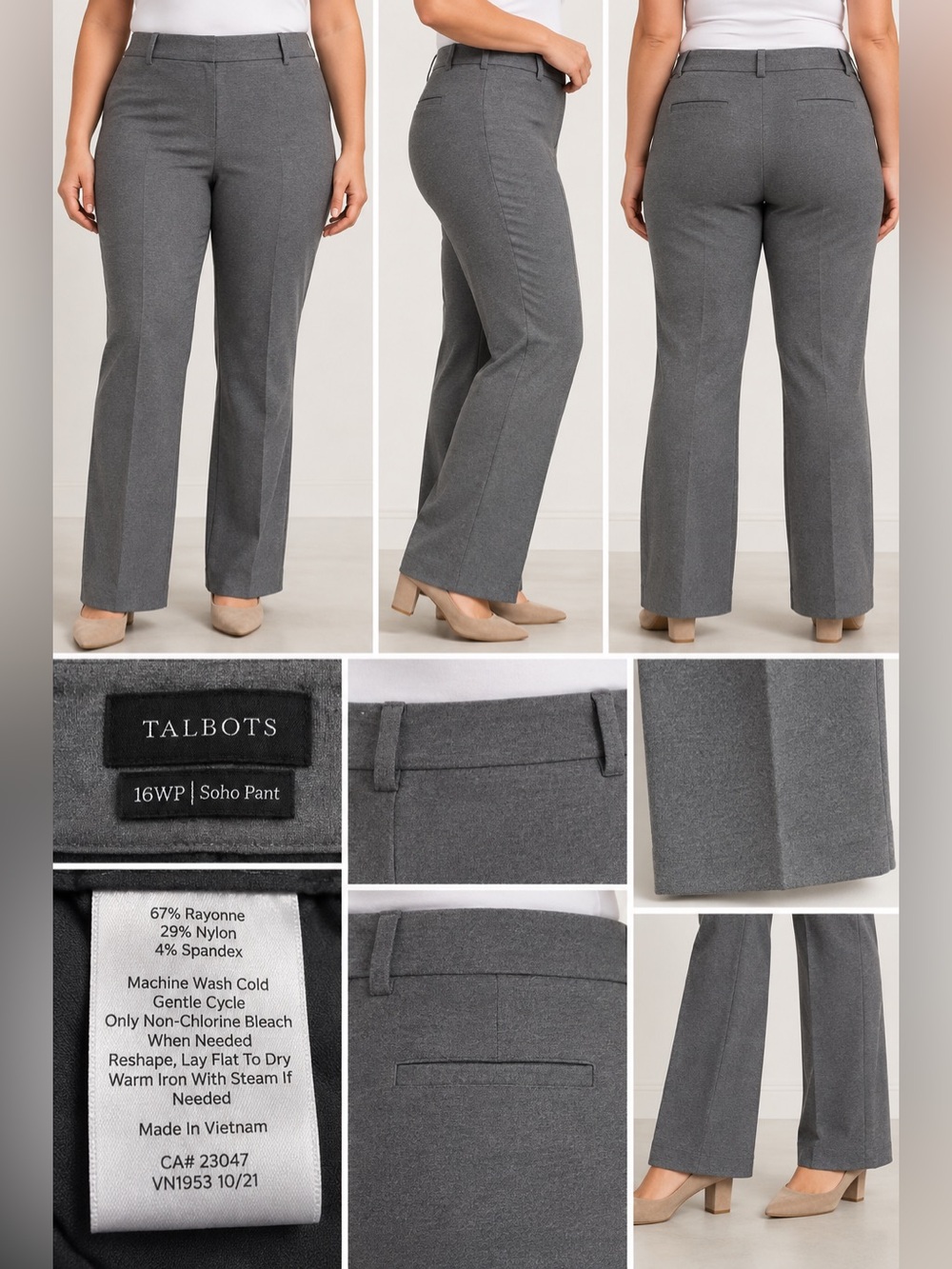 Talbots Soho Pant Gray Size 16W petite